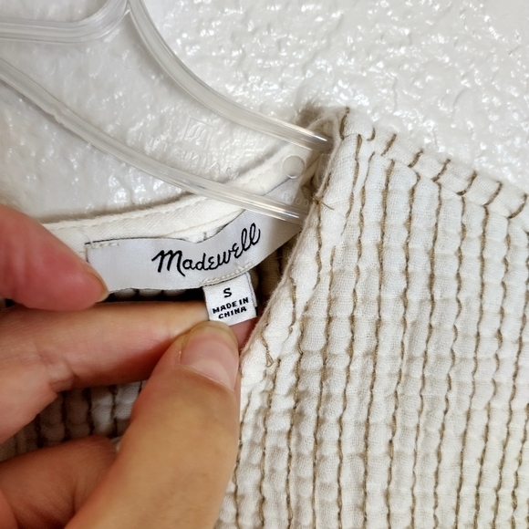 madewell Smocked Swing Top sz S cream - Picture 6 of 9